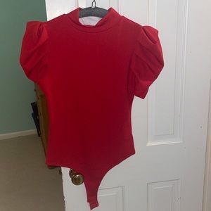 TCEC Red Puff Sleeve Body Suit